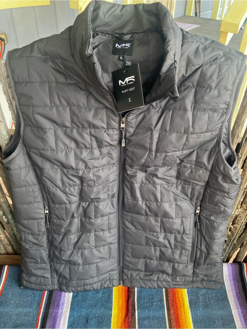 NWT Marc Russo Puff Vest - Men's charcoal gray L Quilted Vest